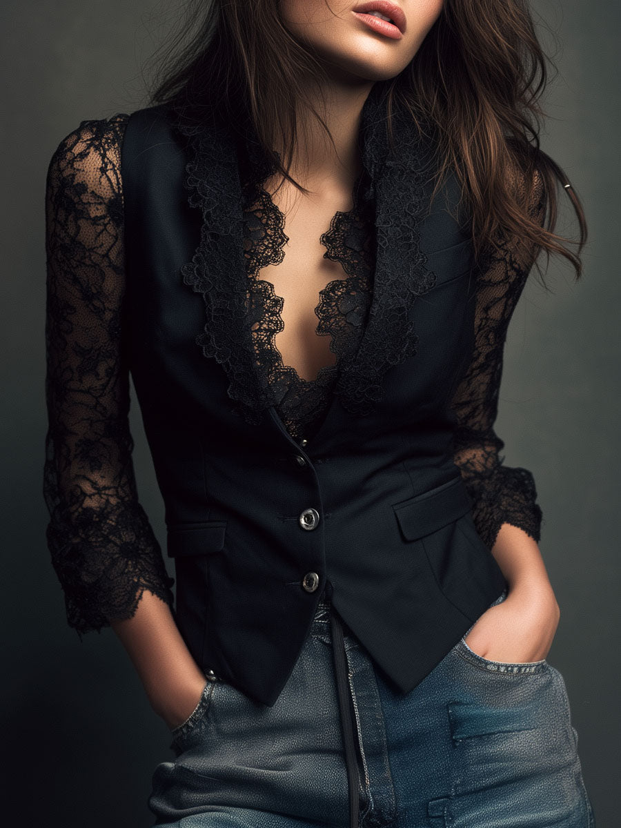 Vittoria - Blazer con Mangas Semitransparentes