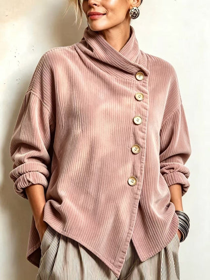 Capucine - Jersey de Terciopelo Acanalado con Cuello Alto