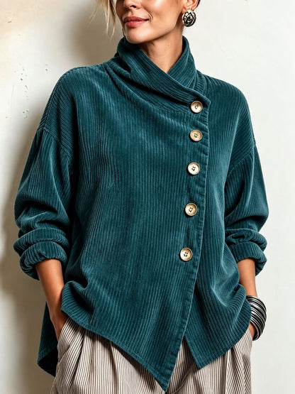 Capucine - Jersey de Terciopelo Acanalado con Cuello Alto