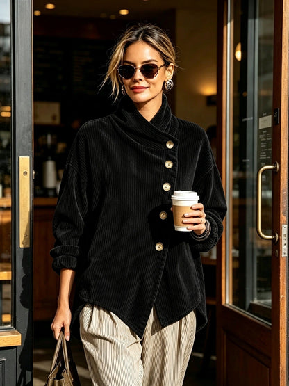 Capucine - Jersey de Terciopelo Acanalado con Cuello Alto