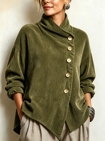 Capucine - Jersey de Terciopelo Acanalado con Cuello Alto