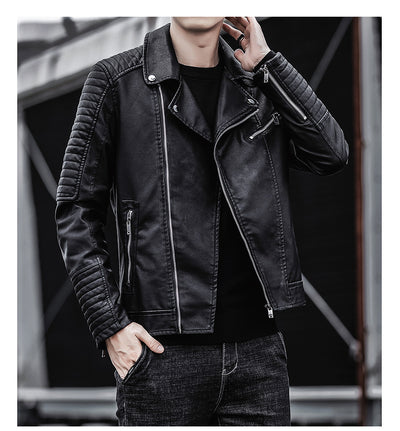 Chaqueta de cuero para hombre, estilo biker y moderno.